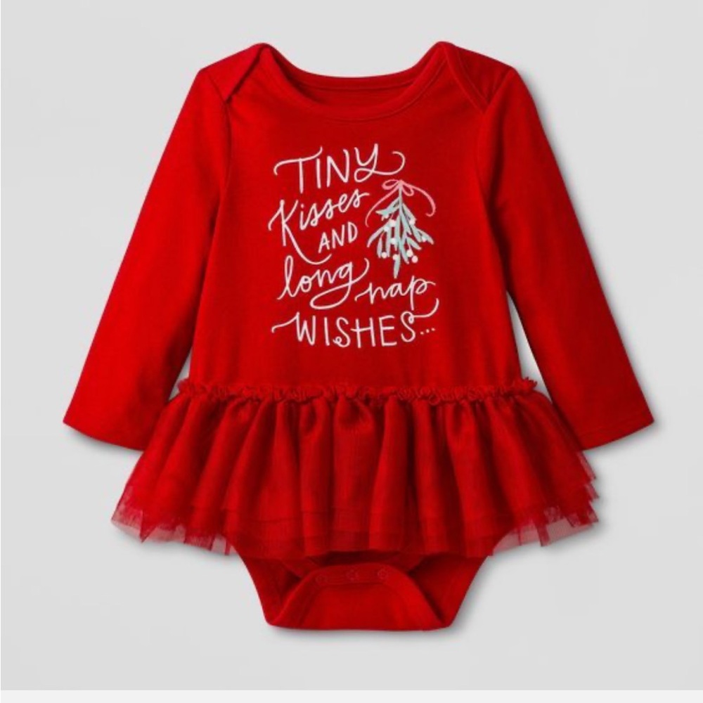 CAT & JACK Girls Romper KISSES WISHES Skirted Tutu Dress Outfit Bodysuit Top NWT